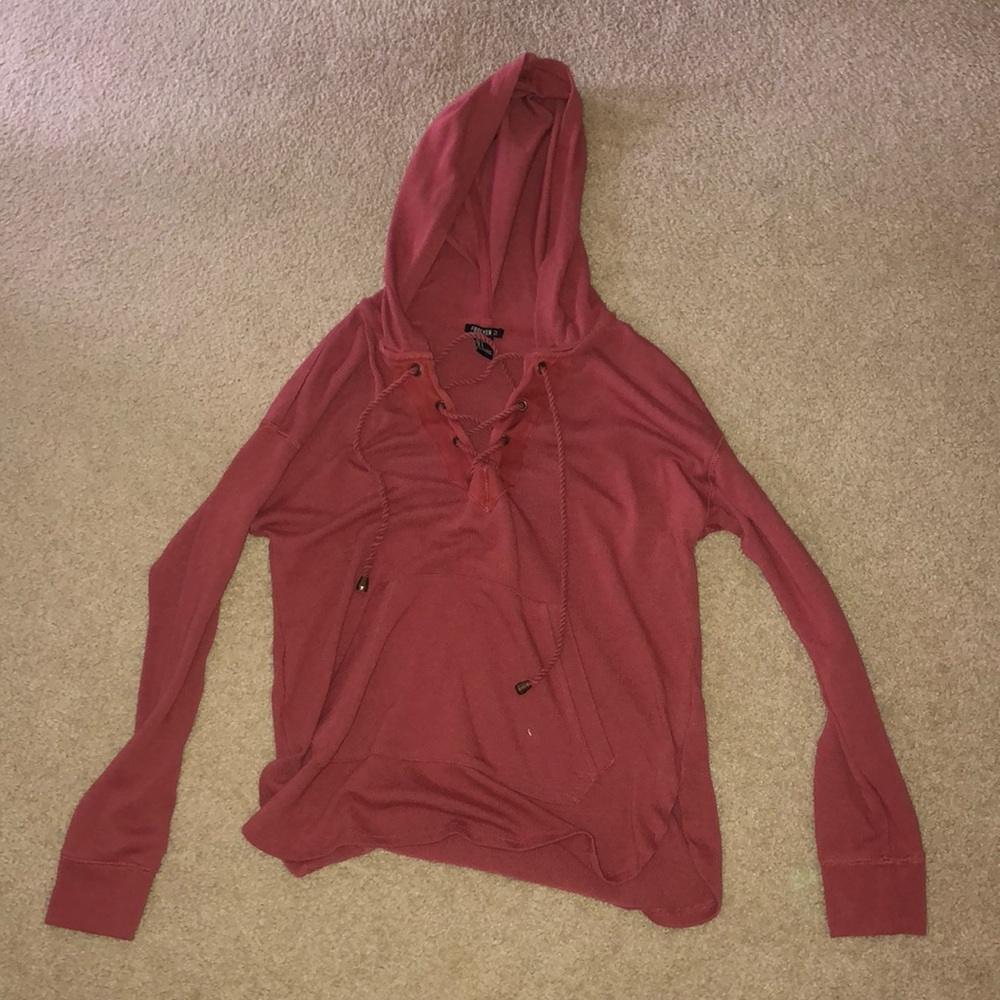 Forever 21 lace up front light hoodie
